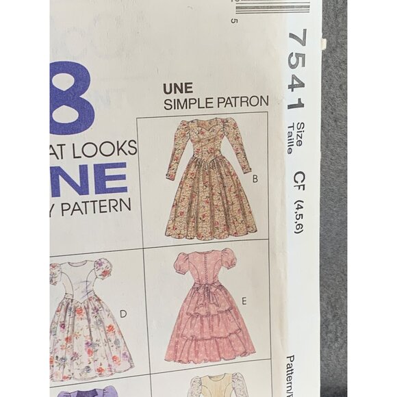 Simplicity Girls Dress Sewing Patterns Sz 4-6 7541 - Uncut - Picture 2 of 4